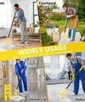 Heavy Duty Commercial Cotton String Mop With 59 Inch Handle And Replaceable Head Top Shelf Wet Floor Scrubber being used in various settings for effective cleanup.