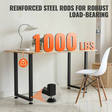 28 Inch Adjustable Square Steel Table Legs Set Of 2 Heavy Duty Desk Legs With 1000 Lb Load Capacity Rust Proof Matte Black Finish