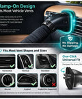Backseat Breeze Extender For Car AC Vent installed on dashboard with universal clamp providing stable fit, suitable for most vehicle vents.