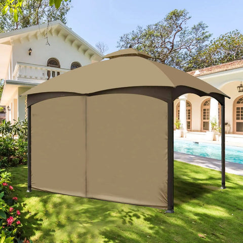 Durable Weatherproof Gazebo Privacy Curtain With Zipper Side Wall For 10x12 Outdoor Gazebo UV Protected And Water Repellent Khaki Panel