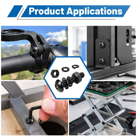Solid As A Rock Heavy Duty Metric Hex Socket Button Head Screws Assortment Kit Including A Massive 2380 Piece Set Of Grade Ten Nine Alloy Steel Machine Bolts For M2 Through M5 used for securing components in machinery and 3D printers.