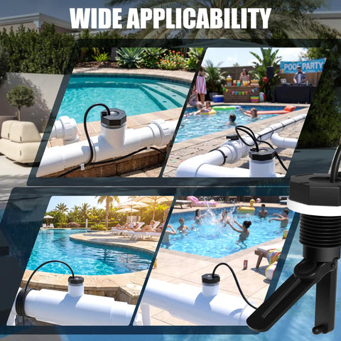 Flow Switch Replacement For Hayward Salt Systems And Salt Cells With 15 Ft Cable Compatible With GLX-FLO-RP, GLX-FLO-HP, And OPT-FS installed on pool pipe