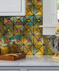 Windmill Glass Polished Rainbow Peel and Stick Backsplash Tile Kit for Kitchen Fireplace Bathroom aluminum composite tiles