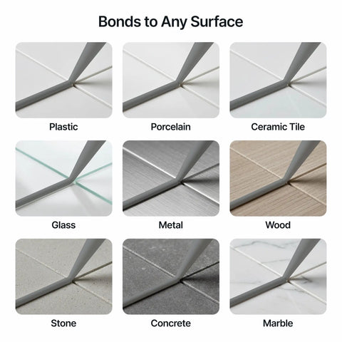 Light Gray Kitchen And Bathroom Sealant And Adhesive Hybrid Polymer bonds to plastic, porcelain, ceramic, glass, metal, wood, stone, concrete, marble.