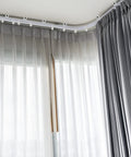 Bendable Ceiling Curtain Track System for Bay Windows and Room Dividers Flexible Curtain Rail Cut To Length White 9.8 Ft Easy DIY Install No Tools Required Ideal for Bunk Beds and Odd Shaped Windows on a curved bay window ceiling