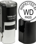 Custom Round Self Inking Stamp With Sleek Pocket Design For Fast Inspections Or Approvals, 5/8 inch size.
