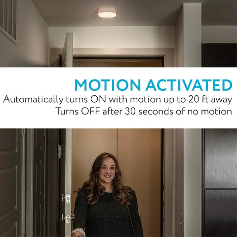 Wireless Motion Sensor LED Ceiling Light Battery Operated Flush Mount For Indoor And Outdoor Use 200 Lumen Night Light Illuminates A 17 By 17 Foot Area Auto On In Darkness And Off After 30 Seconds