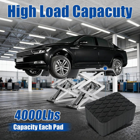 4 Pack Solid Rubber Auto Lift Pads For 3000 Lb Heavy Duty Jack Stands Anti Slip Lift Blocks For 2 Post And 4 Post Car Lifts