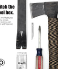 Beefy Heavy Duty Keychain Pry Bar For Everyday Carry, Stainless Steel Minimalist EDC Multitool with axe, screwdriver, and bar tools.