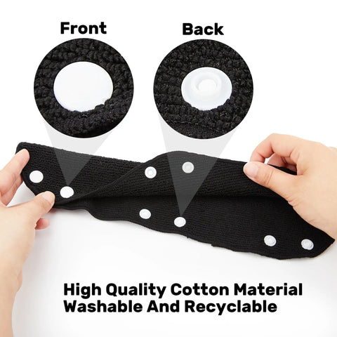 10 Pack Cotton Hard Hat Sweatbands 10 Inch By 5.5 Inch Liner Washable Reusable Inner Bands With 8 Snap Fasteners Black