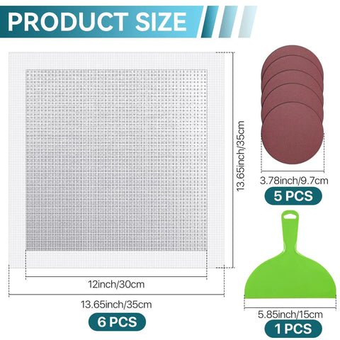 Big Hole Fix Drywall Repair Kit With 6 Self Adhesive Aluminum Patches, 12 By 12 Inch Mesh Patch Set, Includes 5 Sandpapers And 1 Scraper