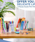 Clear Acrylic Desk Organizer Set 3 Pack With 4 Compartments Holds Pens Pencils Markers Rulers Makeup Brushes And Small Office Supplies