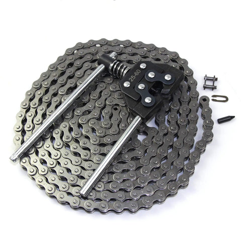 Minibike Chain for Go Karts and Mini Bikes 41 Roller Chain 10 Feet With Master Link Offset Links Connecting Link and Chain Detacher Tool Kit