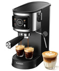 Professional Espresso Machine With Rapid Milk Frother And Pro Steam Wand For Silky Lattes And Bold Cappuccinos brewing espresso shots.