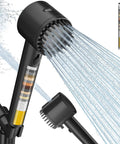 Filtered Shower Head With Handheld, 4 Plus 1 Spray Modes, Built In Filter Power Wash for Hard Water, Black.