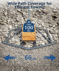 Beefy Heavy Duty Steel Driveway Drag Harrow 66 Inch Wide showing path coverage on gravel with 100 lbs weight display