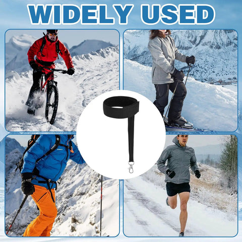 Winter Ski Gloves With Elastic Wrist Straps And Safety Straps For Snowboarding And Mountaineering Includes Keychains.