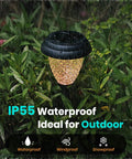 8 Pack Solar Pathway Lights With Warm White And 7 Color Changing Modes, waterproof light in rain, garden background