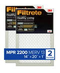 Heavy Duty HVAC Air Filter For Furnace And AC 13.81x19.81x0.78 Inches Pleated 1 Inch Electrostatic MERV 13 MPR 2200 2 Pack