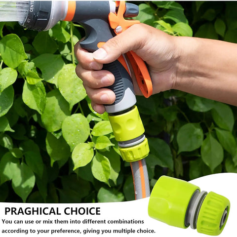 Heavy Duty 4 Pack 1/2 Inch Garden Hose Connector Repair Kit Made From Tough Abs Plastic Quick Connectors For Faucets Sprinklers And Nozzles Perfect For Your Y Joints Diverters And Outdoors Projects That Need Serious Durability., hand holding hose nozzle with ABS hose connector on garden hose