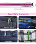 5 Pack LED Penlight Set With 10 Preinstalled Batteries, showcasing anodized aluminum clip flashlights on pockets and cap.