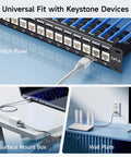 Ultra Slim Cat6 Keystone Jacks 25-Pack for Rapid Install in patch panel, surface mount box, and wall plate setup