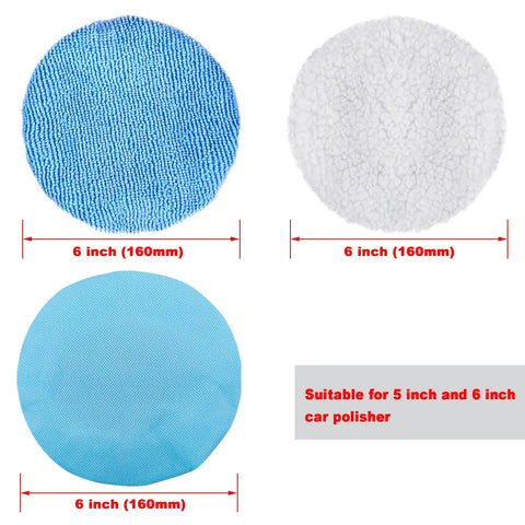 Twelve Piece Set Of Five To Six Inch Car Polisher Bonnets Microfiber Polishing Covers Waxer Bonnets Buffing Pads With Elastic Stretch Fit For Auto Detailing And Waxing, 6 inch