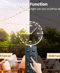 Remote Controlled 50 Ft G40 Globe LED Outdoor String Lights With Dimmer and Timer Function on Deck with Remote