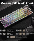 Pro Level Compact 65 Wireless Mechanical Keyboard Featuring Sick RGB Backlighting And Ultra Slim Build displayed with dynamic RGB effects.