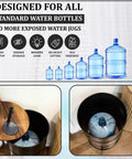 Diagram and inner view of Electric Wooden Water Dispenser For 5-Gallon Bottle With Concealed Storage Silent Rechargeable Motor