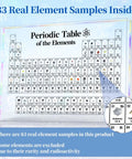 Periodic Table Display With Real Elements Inside showing 83 real samples inside clear acrylic panel.