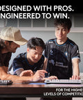 Top Shelf Tenkeyless Wireless Gaming Keyboard With Snappy Tactile Switches And Blazing Lightspeed Response For Crushing Every Ranked Match In Polished Black Frame, used by players in esports training session.