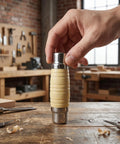Replacement Knife Handle For Kitchen Knives, Non Slip Wood Grip Round Handle, DIY Restoration Kit shown in a workshop setting