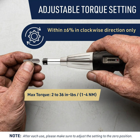 Torque Screwdriver Set With 28 SAE Bits And One Quarter Inch Drive Hardshell Case Adjustable 2 To 36 Inch Pound Torque Wrench