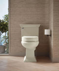 Hyten 3 Inch Elevated Soft Close Round Toilet Seat With Contoured Comfort Grip Tight Bumpers Quick Attach Hardware Biscuit Finish