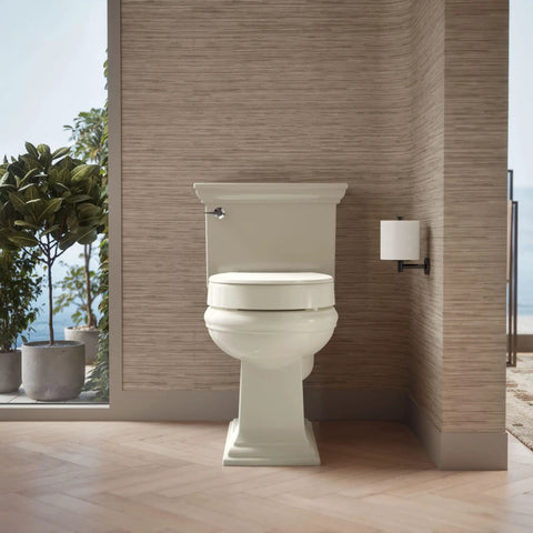 Hyten 3 Inch Elevated Soft Close Round Toilet Seat With Contoured Comfort Grip Tight Bumpers Quick Attach Hardware Biscuit Finish