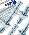 Five Sixteenth Inch By Four Inch Concrete Anchor Bolts Set Of Ten Wedge Anchors With Nuts And Washers In Plastic Box ASTM A36 Carbon Steel Hot Dip Galvanized For Cement Brick And Masonry