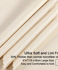 Close-up of Ten Pack Microfiber Cleaning Cloths 6x7 Inches Lint Free For Eyeglasses Screens showing fabric texture and size details.