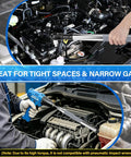 1/2 Inch Offset Extension Wrench Impact Rated Ratchet Adapter For Electric Drill in tight engine bay spaces.