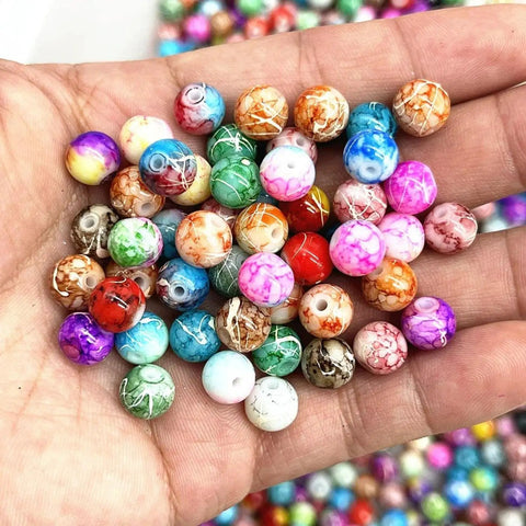 Premium Pattern Round Glass Loose Spacer Beads For DIY Jewelry Making Bracelets Necklaces Earrings Glitter Craft Supplies Kits Straight Up Drip Vibe