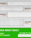 18 Gauge Brad Nails Assortment Kit 4000 Piece Set In Four Sizes Five Eighths Three Quarters One And One Quarter Inch