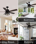 Retractable Caged Ceiling Fan With Lights For Indoor And Outdoor Use in living room, bedroom, and balcony settings