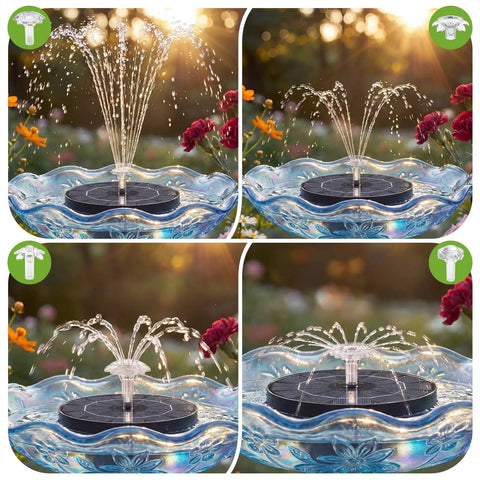 Three Point Five Watt Solar Fountain Kit For Bird Bath And Garden Pond Upgraded 2026 Model With Three Fixed Brackets in use