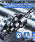 Close-up of Pro Grade Conduit Reamer Kit with bit retention, heat and corrosion-resistant features made of high-carbon steel