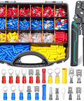 Pro-Grade 1100-Piece Wire Connectors Kit with spade, fork, ring terminals and crimp tool in case