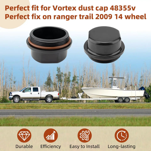 Two Pack 81143 Vortex Replacement Hub Caps With O-Ring And Trailer Hub Grease Cap Fits Boat Trailer Hubs