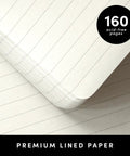 Top Shelf Hardcover Lined Journal Notebook With College Ruled Pages For Your Daily Grind And Heavy Note Taking showing 160 acid-free lined pages.