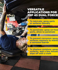 Mechanic using Go-To Dual Force Multi-Purpose Lubricant And Penetrant Aerosol, 14 Oz Can for maintenance under car