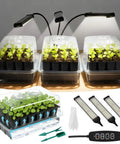 No-Fuss All-In-One 72 Cell Self Watering Seed Starter Kit With Grow Light Three Pack Trays With Humidity Domes and Capillary Mats