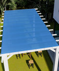 7 Foot By 12 Foot Sun Shade Sail With Straight Edge 240GSM Canopy Shade Cover Featuring D Ring Grommets UV Block Breathable Outdoor Shade For Pergola Garden Patio Deck Backyard Blue on pergola